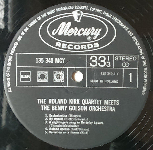 The Roland Kirk Quartet Meets The Benny Golson Orchestra : The Roland Kirk Quartet Meets The Benny Golson Orchestra (LP, Album)