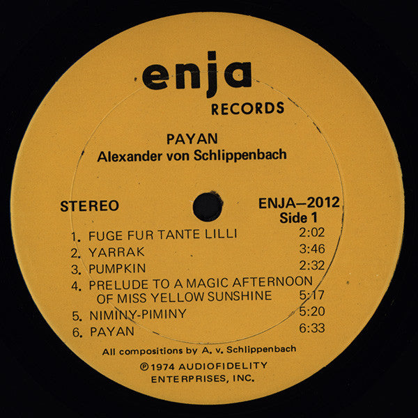 Alexander von Schlippenbach ~ Payan (Vinyl) - Djungel & Jazz