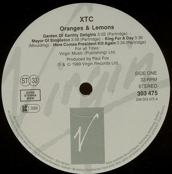 XTC : Oranges & Lemons (2xLP, Album, RE)