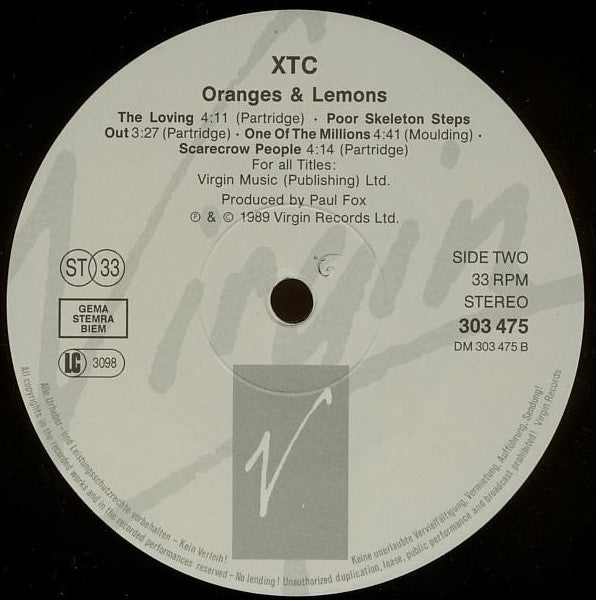 XTC : Oranges & Lemons (2xLP, Album, RE)