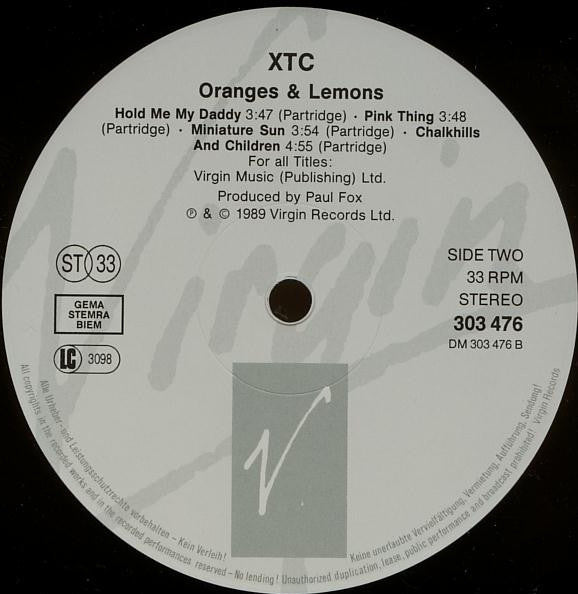 XTC : Oranges & Lemons (2xLP, Album, RE)