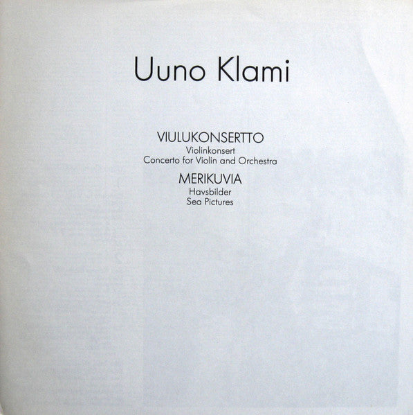 Uuno Klami - Ilkka Talvi, Kouvola City Orchestra, Eero Bister ~ Violin Concerto • Sea Pictures (Vinyl) - Djungel & Jazz