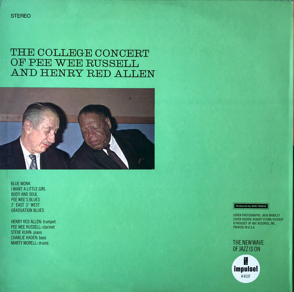 Pee Wee Russell And Henry Red Allen* : The College Concert Of Pee Wee Russell And Henry Red Allen (LP, Album, Gat)