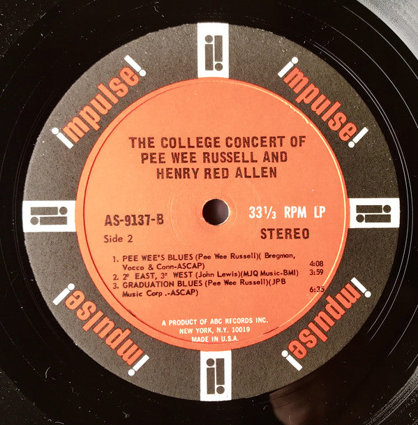 Pee Wee Russell And Henry Red Allen* : The College Concert Of Pee Wee Russell And Henry Red Allen (LP, Album, Gat)