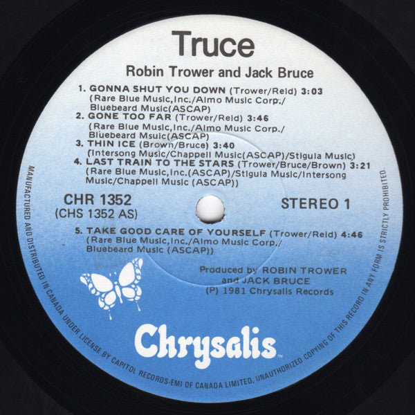 Robin Trower / Jack Bruce ~ Truce (Vinyl) - Djungel & Jazz