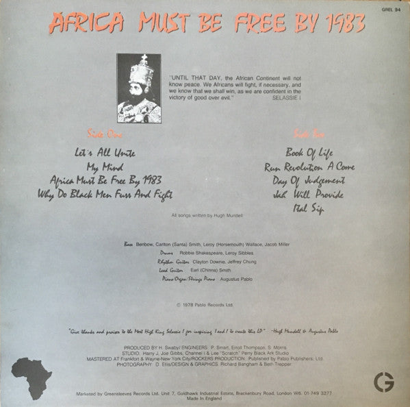 Hugh Mundell : Africa Must Be Free By 1983 (LP, Album, RE)