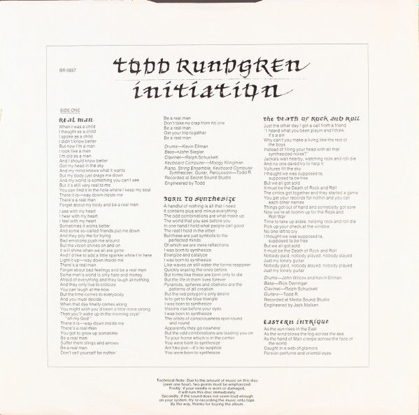 Todd Rundgren ~ Initiation (Vinyl) - Djungel & Jazz