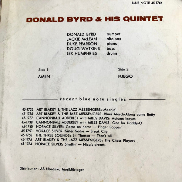 Donald Byrd ~ Amen / Fuego (Vinyl) - Djungel & Jazz