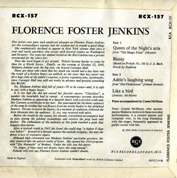 Florence Foster Jenkins ~ Florence Foster Jenkins (Vinyl) - Djungel & Jazz