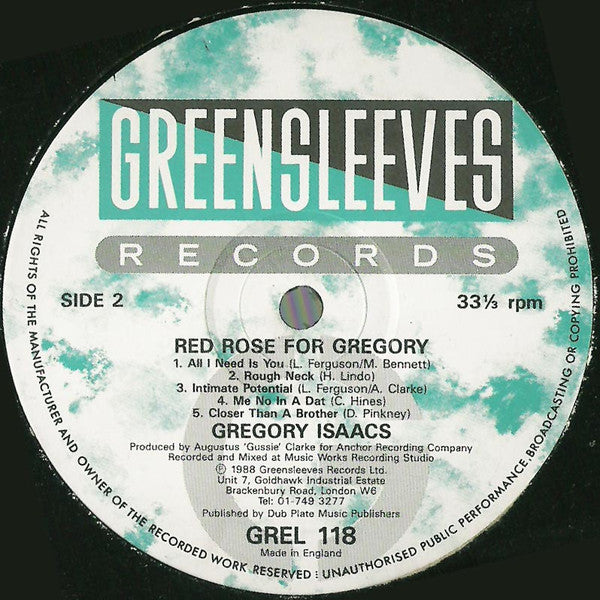 Gregory Isaacs ~ Red Rose For Gregory (Vinyl) - Djungel & Jazz