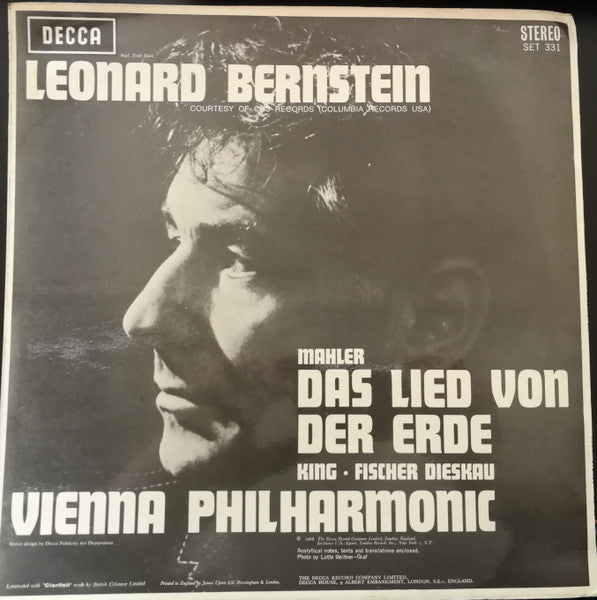 Gustav Mahler - James King , Dietrich Fischer-Dieskau, Wiener Philharmoniker, Leonard Bernstein ~ Das Lied Von Der Erde (Vinyl) - Djungel & Jazz