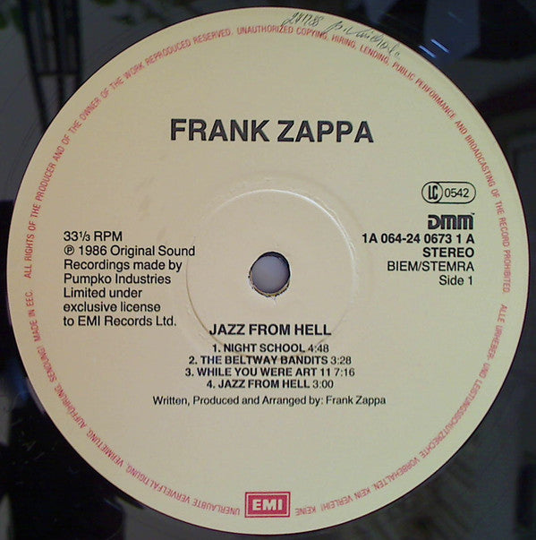 Frank Zappa ~ Jazz From Hell (Vinyl) - Djungel & Jazz