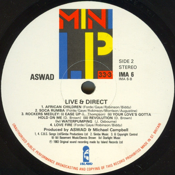 Aswad ~ Live And Direct (Vinyl) - Djungel & Jazz