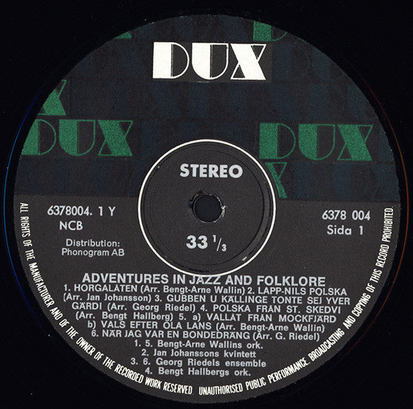 Bengt-Arne Wallin / Jan Johansson / Georg Riedel / Bengt Hallberg ~ Adventures In Jazz And Folklore (Vinyl) - Djungel & Jazz