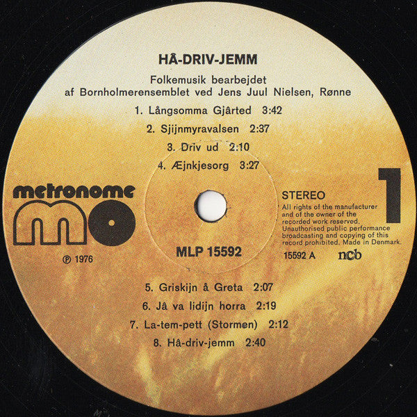 Henning Og Ann-Cathrin Larsen ~ Hâ-Driv-Jemm - Folkemusik fra Bornholm (Vinyl) - Djungel & Jazz