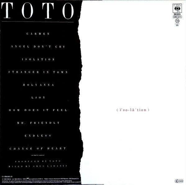Toto ~ Isolation (Vinyl) - Djungel & Jazz