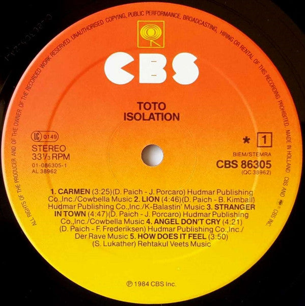 Toto ~ Isolation (Vinyl) - Djungel & Jazz