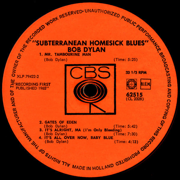 Bob Dylan ~ Subterranean Homesick Blues (Vinyl) - Djungel & Jazz