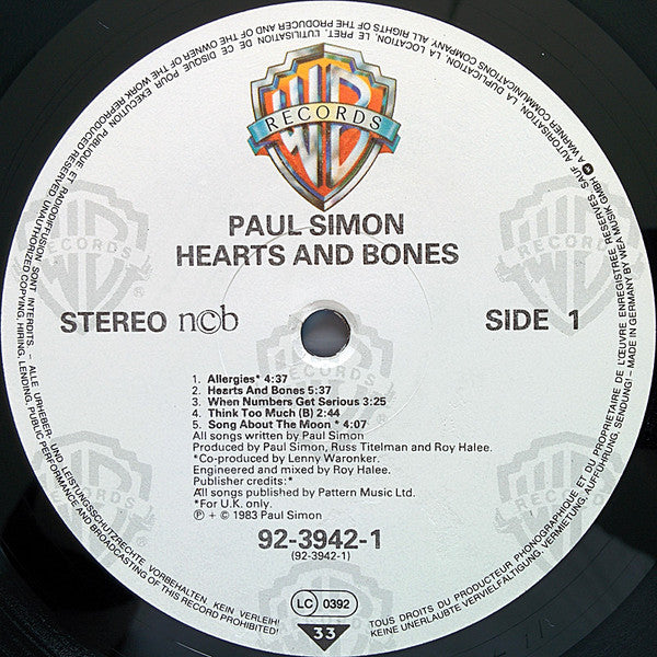 Paul Simon ~ Hearts And Bones (Vinyl) - Djungel & Jazz