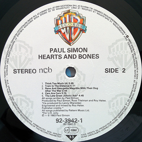 Paul Simon ~ Hearts And Bones (Vinyl) - Djungel & Jazz