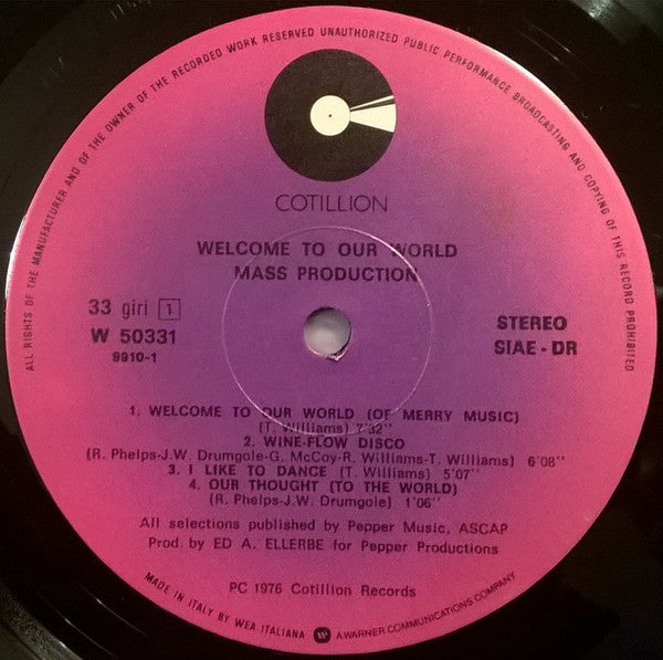 Mass Production : Welcome To Our World (LP, Album)