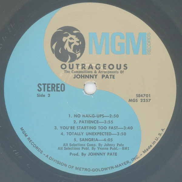 Johnny Pate ~ Outrageous (Vinyl) - Djungel & Jazz