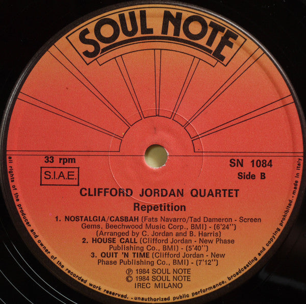 Clifford Jordan Quartet ~ Repetition (Vinyl) - Djungel & Jazz
