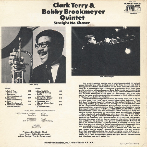 Clark Terry - Bobby Brookmeyer Quintet ~ Straight No Chaser (Vinyl) - Djungel & Jazz