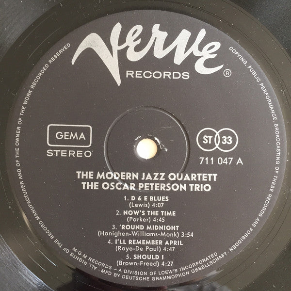 The Modern Jazz Quartet And The Oscar Peterson Trio ~ The Modern Jazz Quartet The Oscar Peterson Trio (Vinyl) - Djungel & Jazz