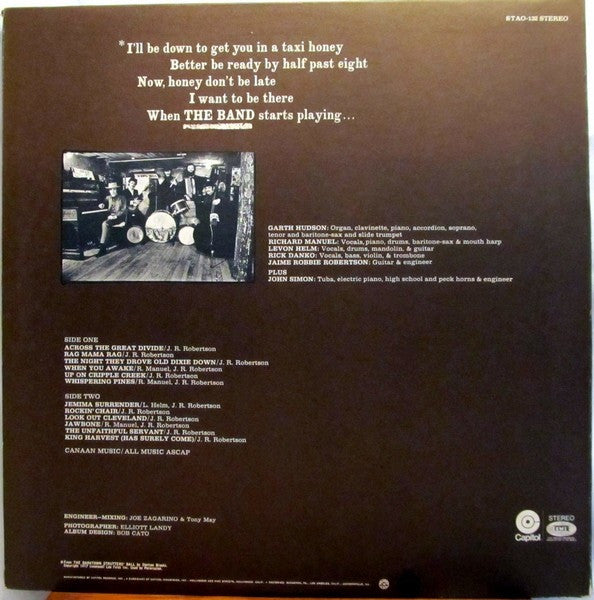 The Band : The Band (LP, Album, Scr)