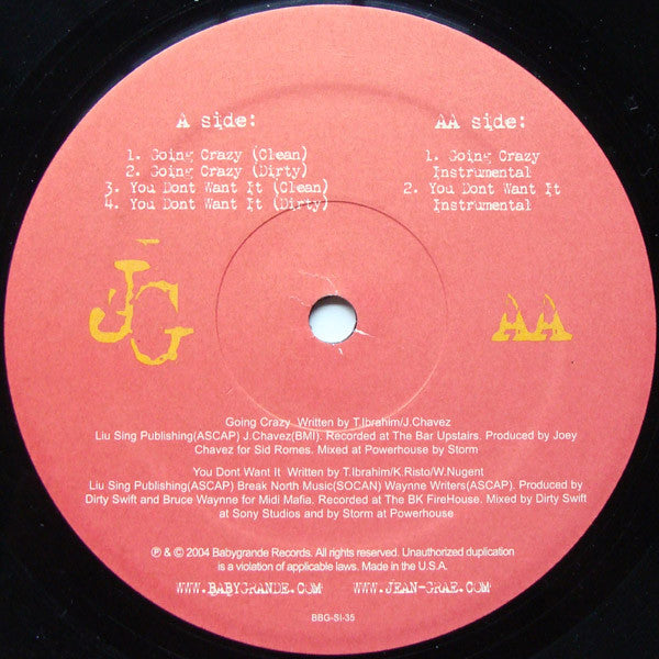 Jean Grae ~ Going Crazy / You Don't Want It (Vinyl) - Djungel & Jazz