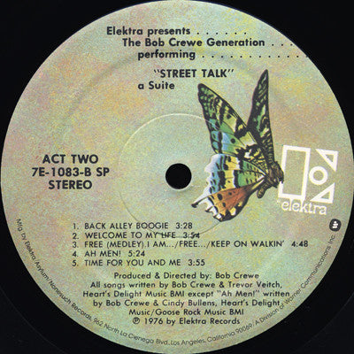 The Bob Crewe Generation : Street Talk (LP, Album, Spe)