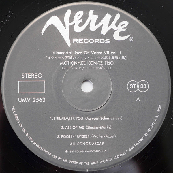 Lee Konitz ~ Motion (Vinyl) - Djungel & Jazz