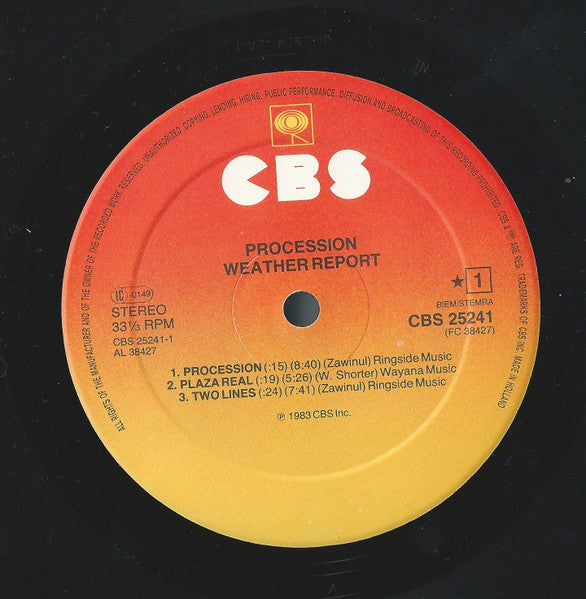 Weather Report ~ Procession (Vinyl) - Djungel & Jazz