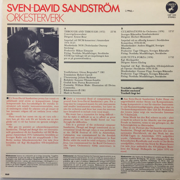 Sven-David Sandström ~ Orkesterverk (Vinyl) - Djungel & Jazz