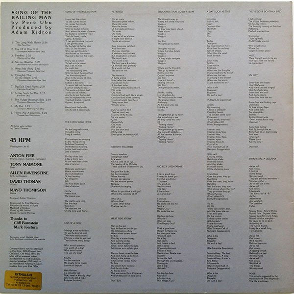 Pere Ubu ~ Song Of The Bailing Man (Vinyl) - Djungel & Jazz