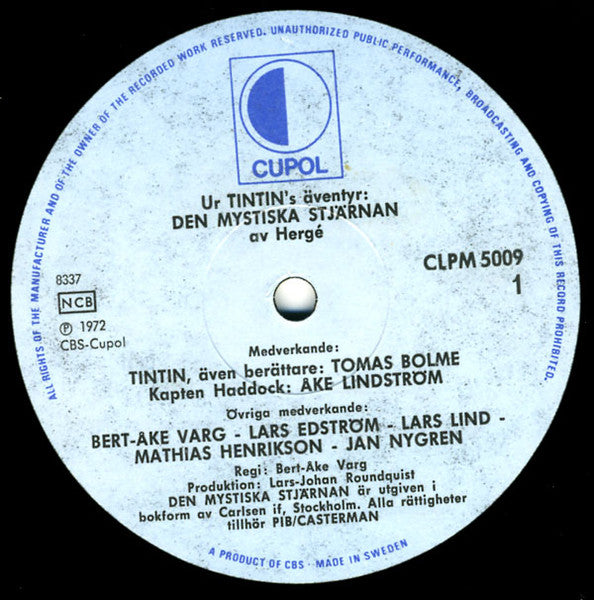 Hergé ~ Tintin: Den Mystiska Stjärnan (Vinyl) - Djungel & Jazz