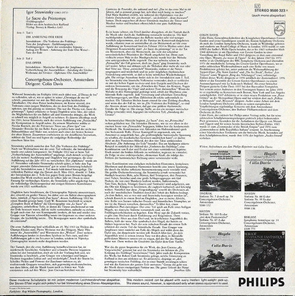 Stravinsky - Orchestre Du Concertgebouw D' Amsterdam, Colin Davis ~ Le Sacre Du Printemps (Vinyl) - Djungel & Jazz