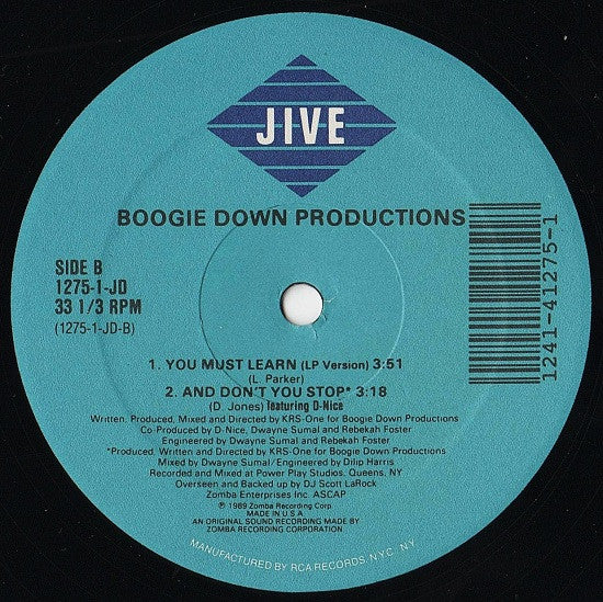 Boogie Down Productions ~ You Must Learn / And You Don't Stop (Vinyl) - Djungel & Jazz