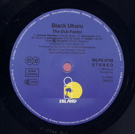 Black Uhuru ~ The Dub Factor (Vinyl) - Djungel & Jazz