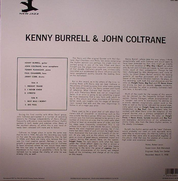 Kenny Burrell & John Coltrane : Kenny Burrell & John Coltrane (LP, Album, Mono, RE, RM)