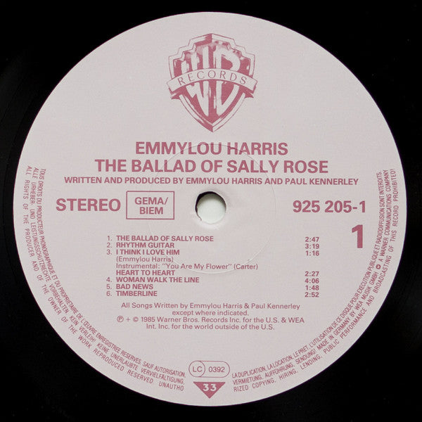 Emmylou Harris ~ The Ballad Of Sally Rose (Vinyl) - Djungel & Jazz