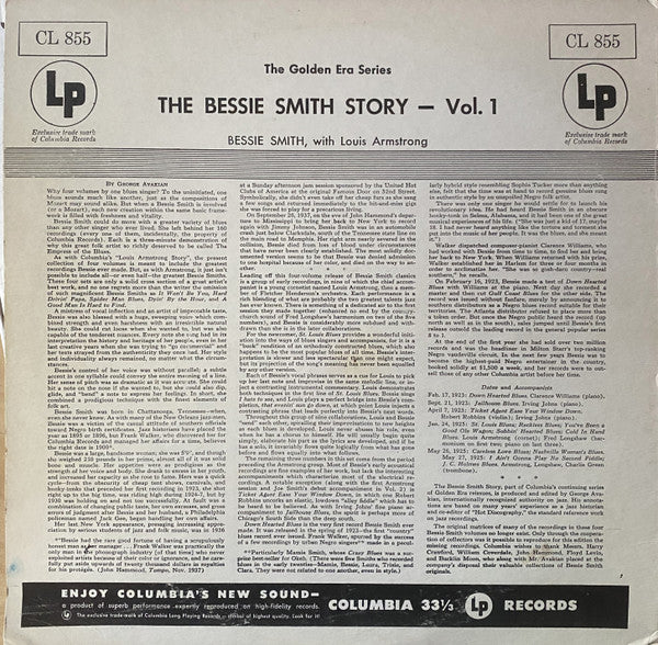 Bessie Smith With Louis Armstrong : The Bessie Smith Story - Vol.1 (LP, Comp, Mono, RE)