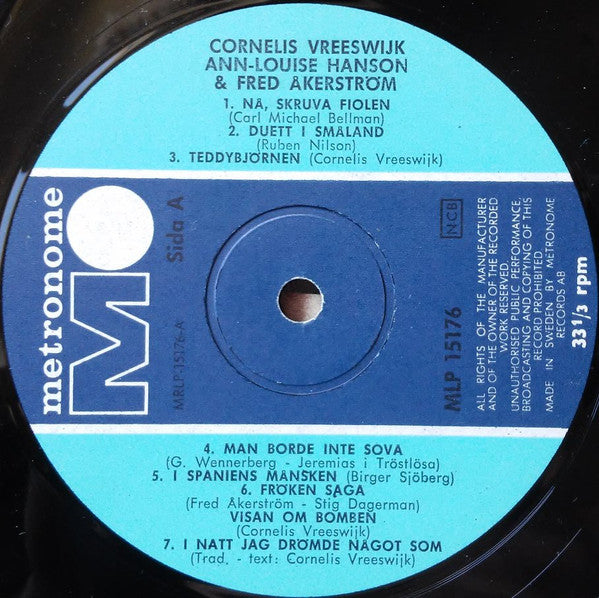 Cornelis Vreeswijk, Ann-Louise Hanson, Fred Åkerström ~ Visor Och Oförskämdheter (Vinyl) - Djungel & Jazz
