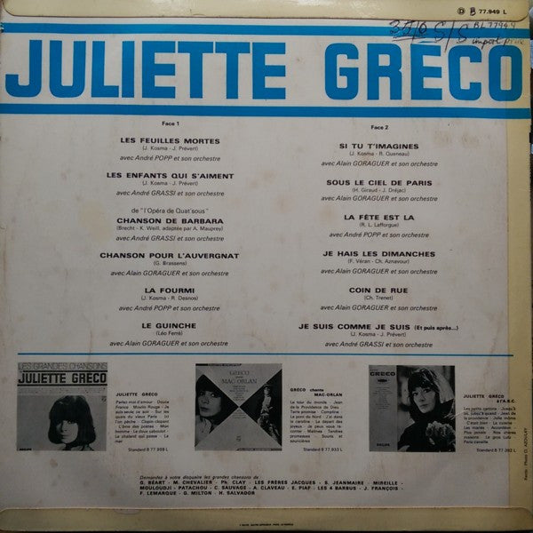 Juliette Gréco ~ Les Grandes Chansons De Juliette Gréco (Vinyl) - Djungel & Jazz