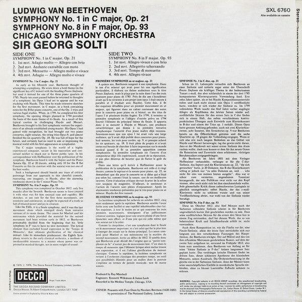 Beethoven, Chicago Symphony Orchestra, Sir Georg Solti ~ Symphonies 1&8 (Vinyl) - Djungel & Jazz