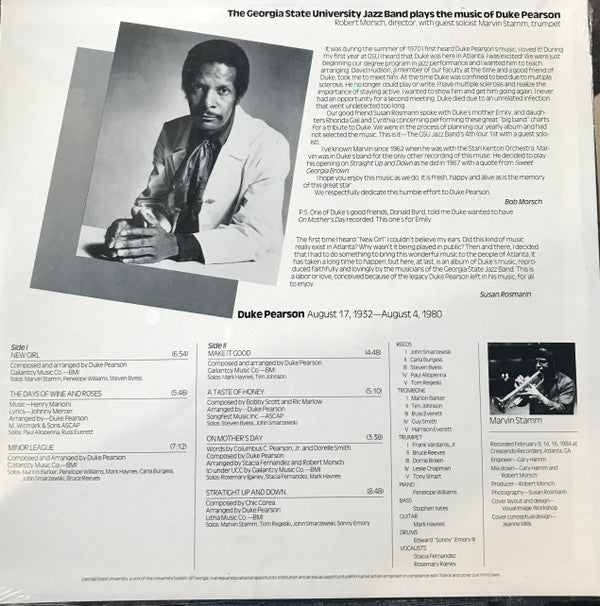 Georgia State University Jazz Band ~ The Georgia State University Jazz Band Plays The Music Of Duke Pearson (Vinyl) - Djungel & Jazz