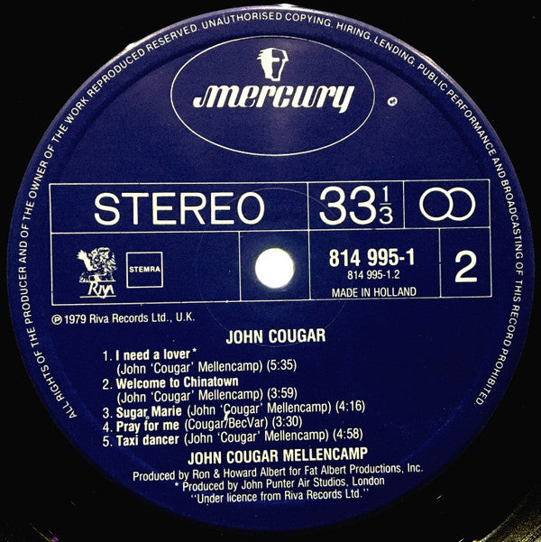 John Cougar Mellencamp ~ John Cougar (Vinyl) - Djungel & Jazz