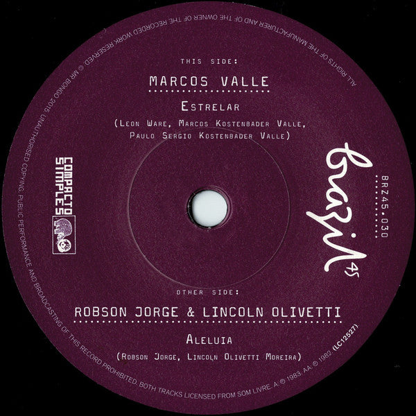 Marcos Valle / Robson Jorge & Lincoln Olivetti ~ Estrelar / Aleluia (Vinyl) - Djungel & Jazz