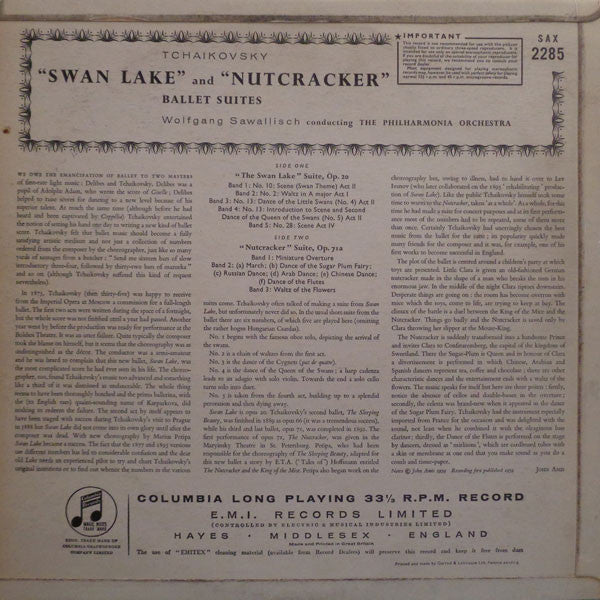 Tchaikovsky - Wolfgang Sawallisch, Philharmonia Orchestra ~ Swan Lake & Nutcracker Ballet Suites (Vinyl) - Djungel & Jazz